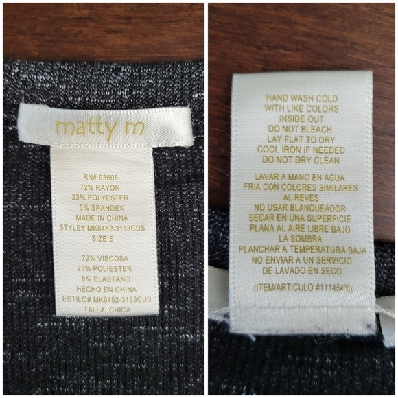 Matty M Women's Size S Dark Gray Cold Shoulder Thick Knit Stretch Rayon Top - Picture 6 of 7